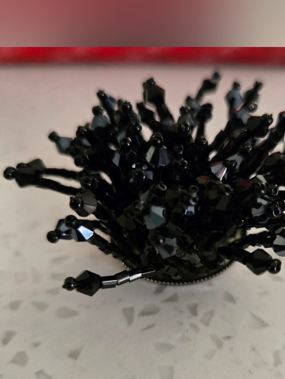 Black Beaded Floral Brooch - Elegant Women’s Jewelry